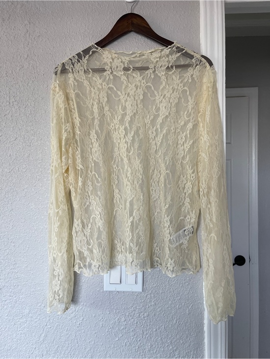 SHEIN Tops - SHEIN Curve Ivory Sheer Lace Mesh Long Sleeve Top 4XL Romantic
